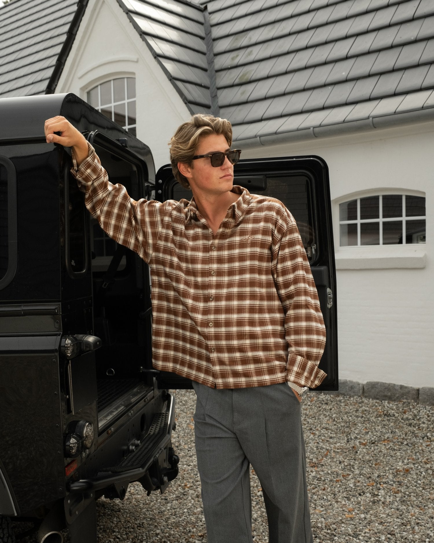 Kariertes Flanellhemd braun